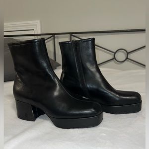 Jeffery Campbell black leather square toe booties